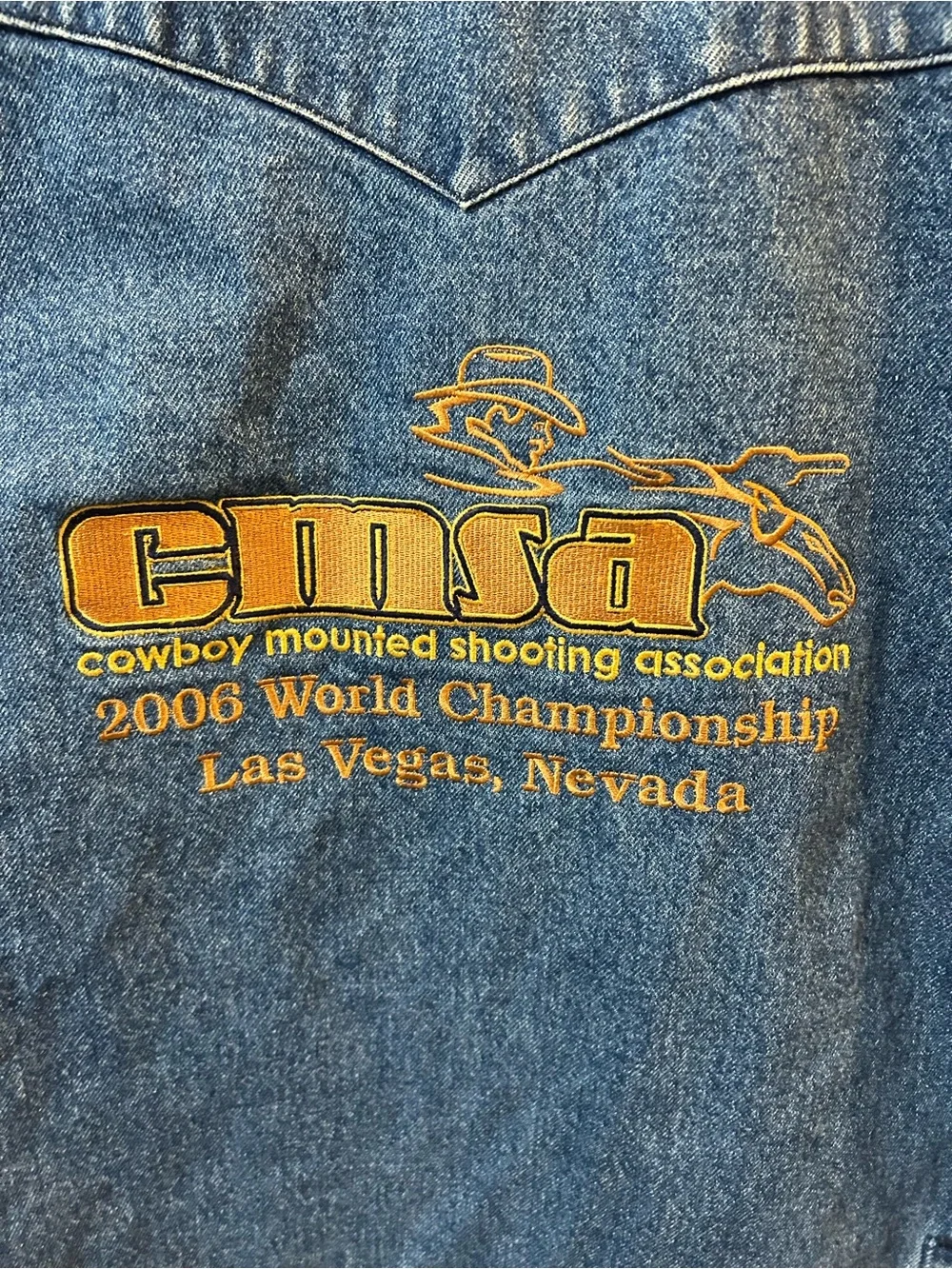 Vintage Schaefer Outfitter USA Denim Jacket CMSA 2006 Championship